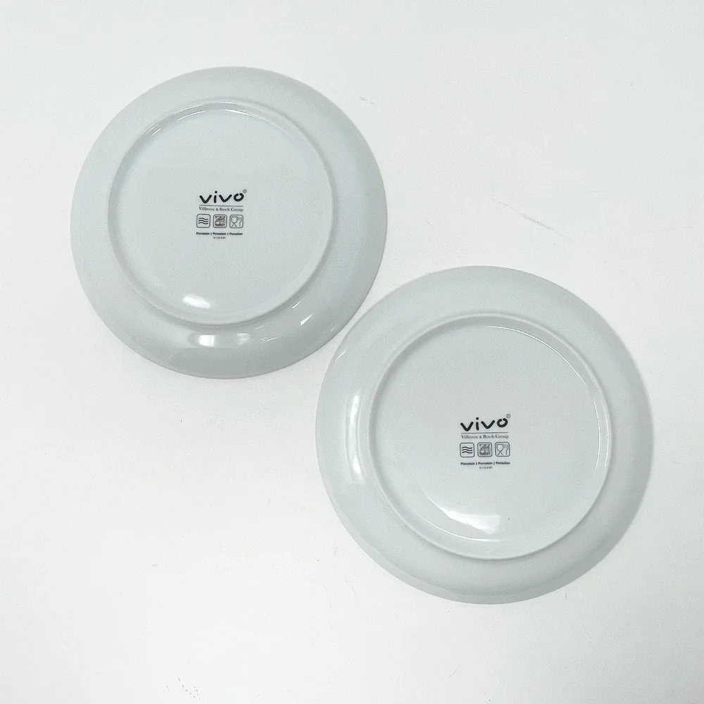 Vivo Villeroy & Boch Breakfast Plate 2pc Set 21cm White Gold Peacock Decorative